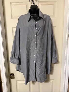 SHEIN Gray Oversized Button-Down Shirt
